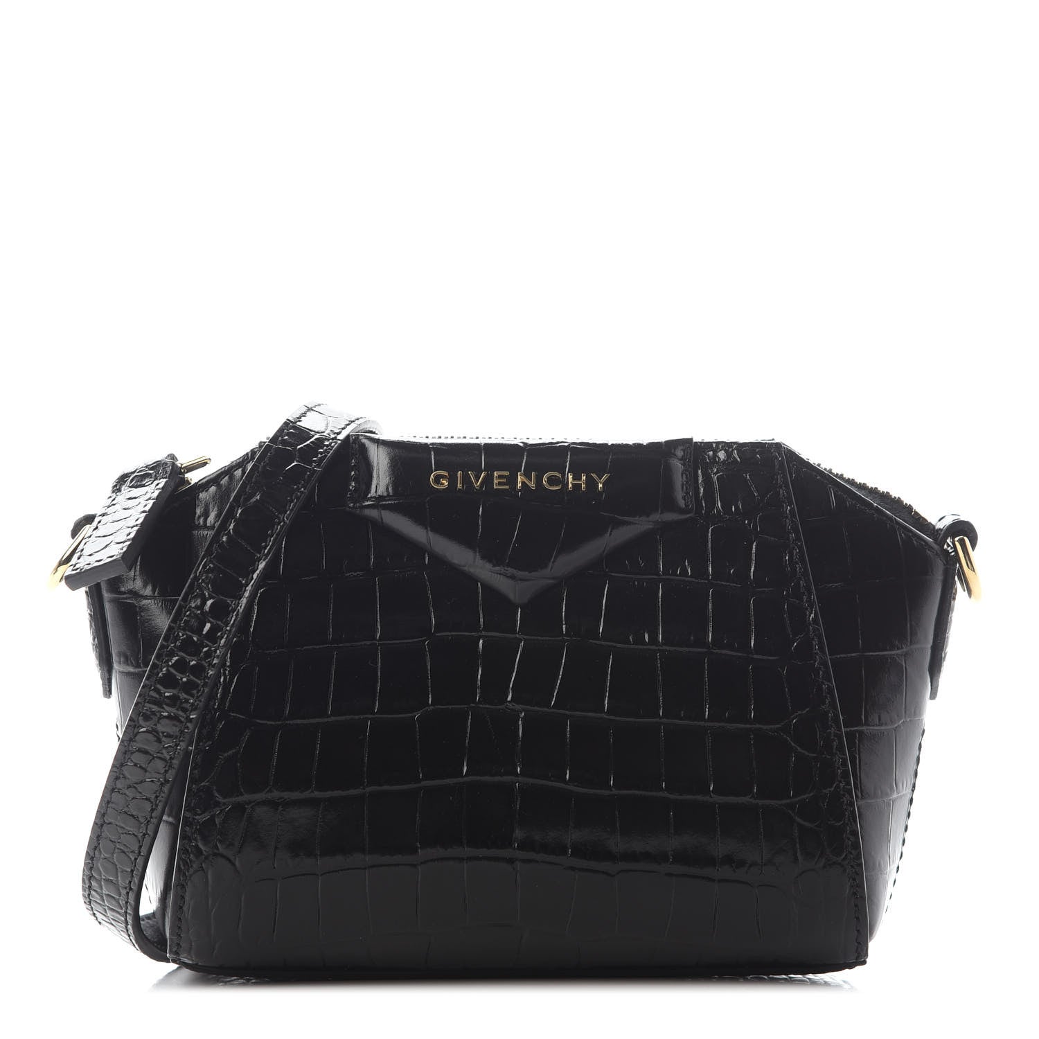Givenchy Calfskin Crocodile Embossed Nano Antigona Black 1 of 7