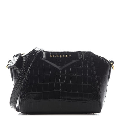 Givenchy Calfskin Crocodile Embossed Nano Antigona Black 1 of 7