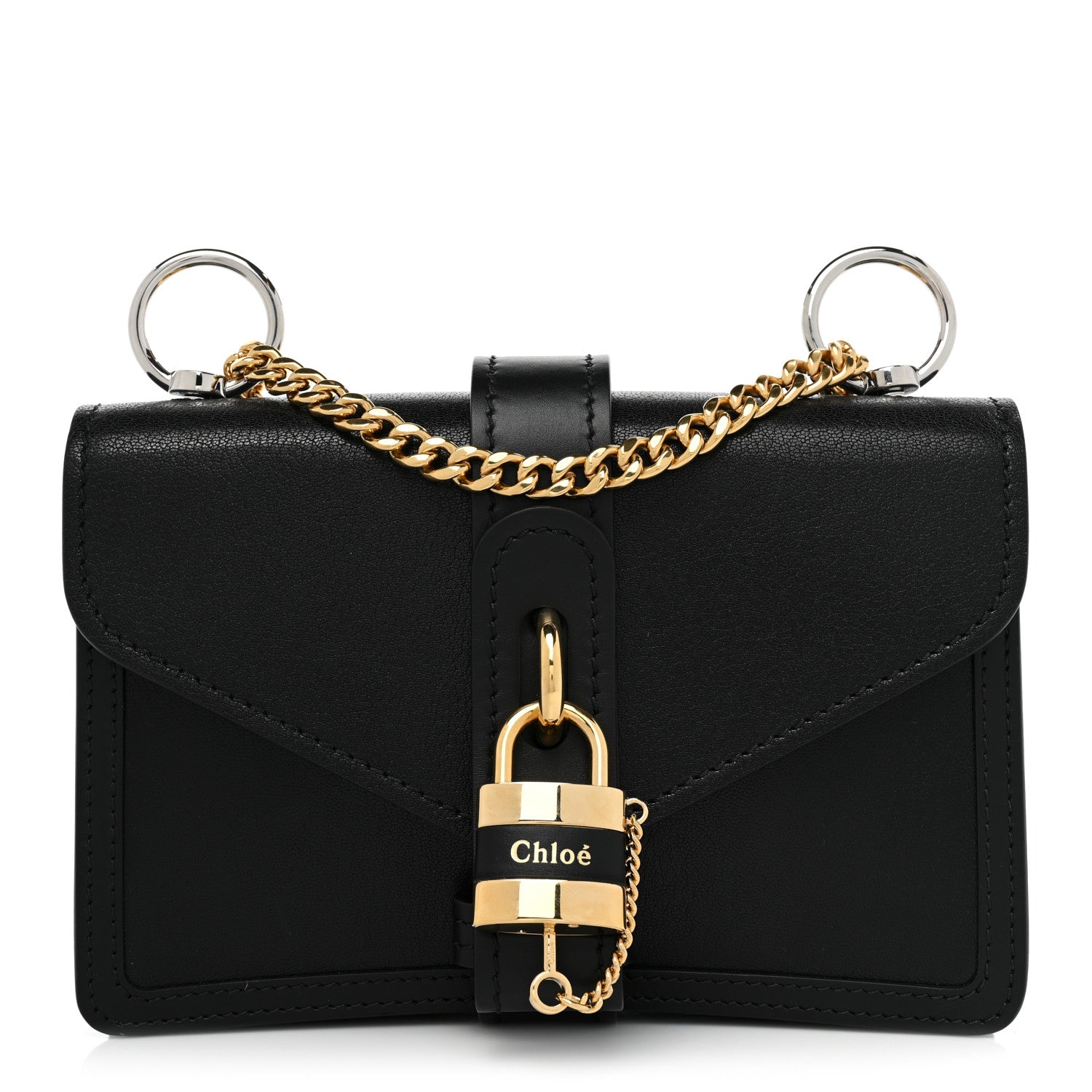 Chloe Shiny Goatskin Calfskin Aby Chain Shoulder Bag Black 1 of 10