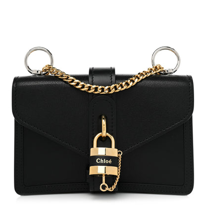Chloe Shiny Goatskin Calfskin Aby Chain Shoulder Bag Black 1 of 10