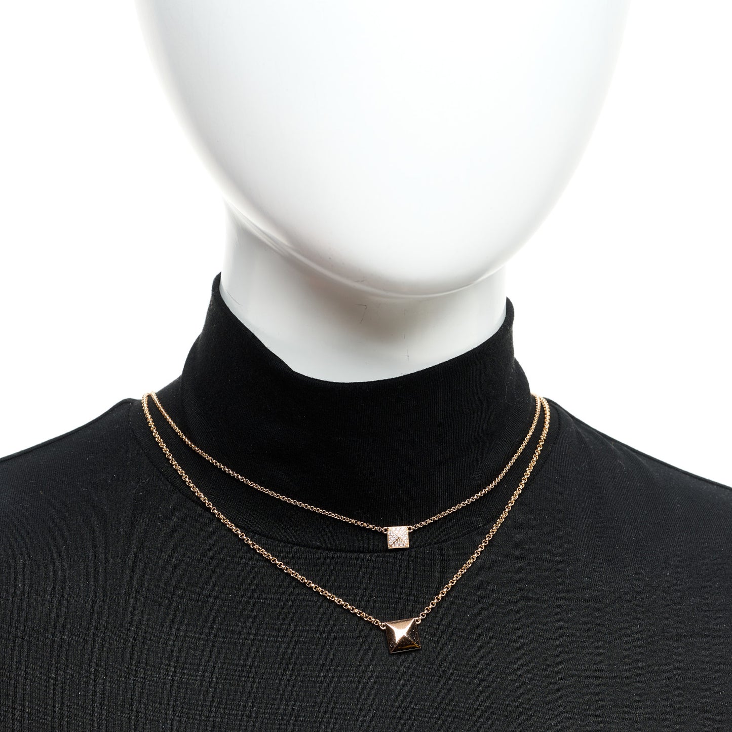 18K Rose Gold Diamond Clou d'H Double Pendant Necklace