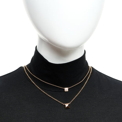 Hermes 18K Rose Gold Diamond Clou d'H Double Pendant Necklace 2 of 6