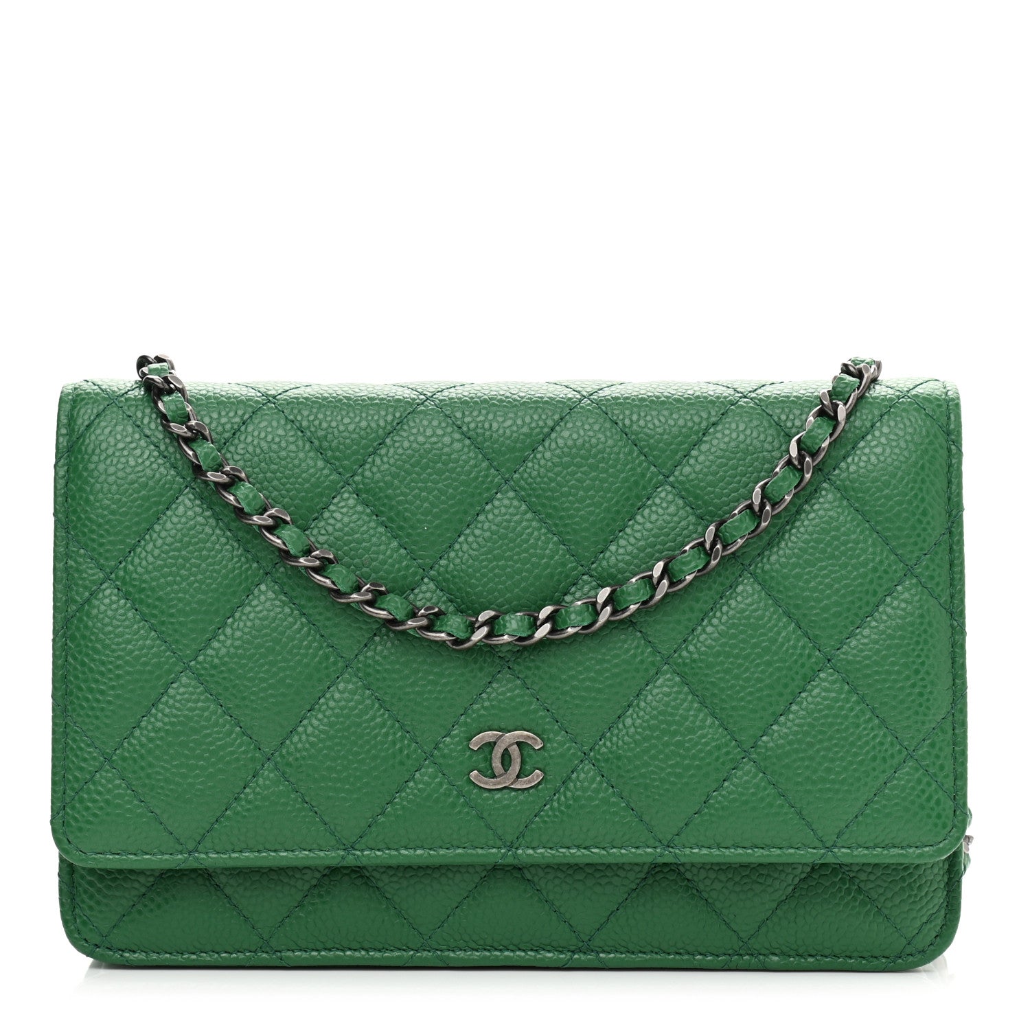 Chanel Caviar Quilted Wallet On Chain WOC Green 1 of 11