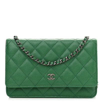 Chanel Caviar Quilted Wallet On Chain WOC Green 1 of 11