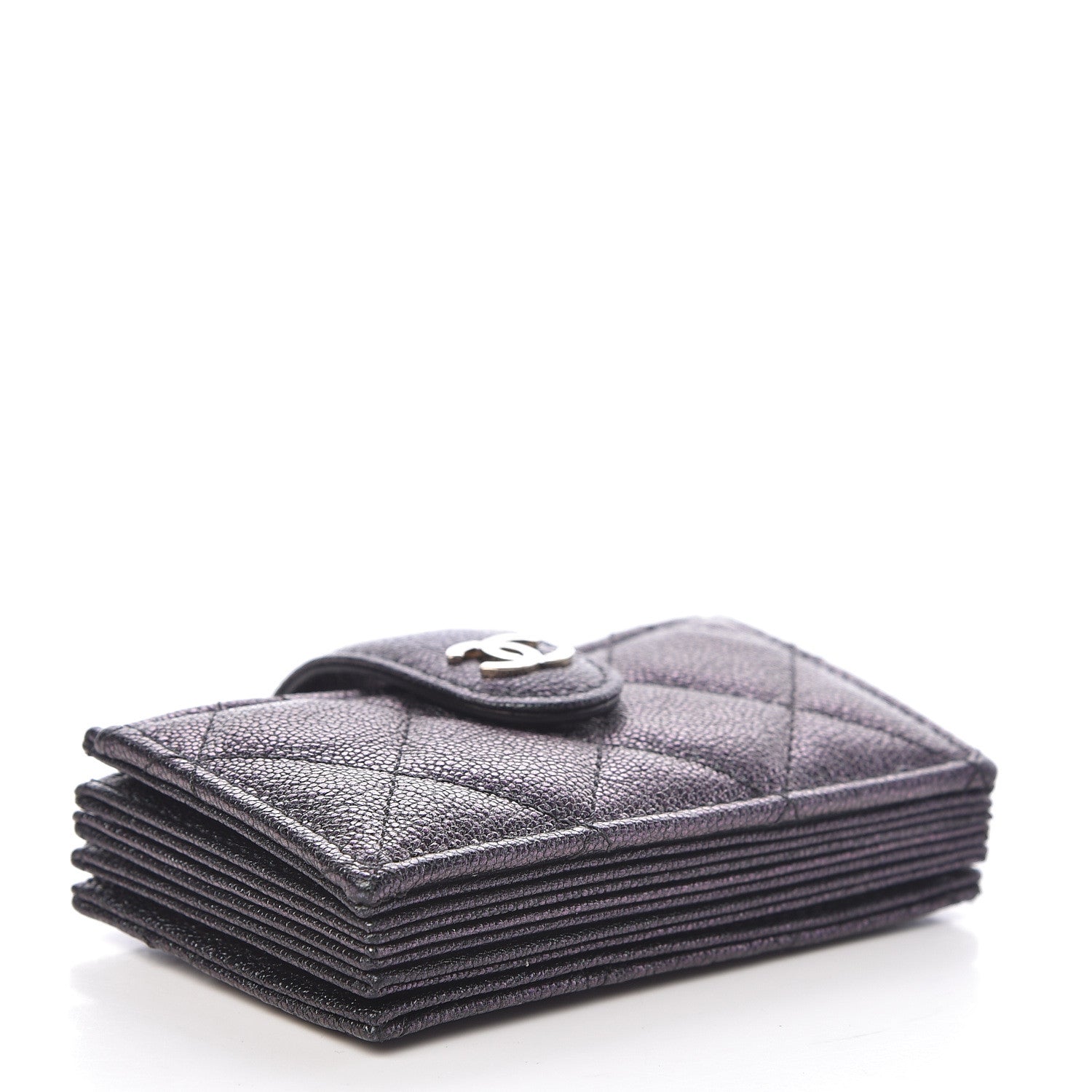 Chanel Iridescent Caviar Quilted Gusseted Card Holder Black 4 of 9