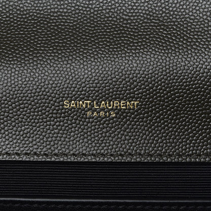 Saint Laurent Grain De Poudre Textured Mixed Matelasse Triquilt Medium Monogram Satchel Dark Tea 8 of 10