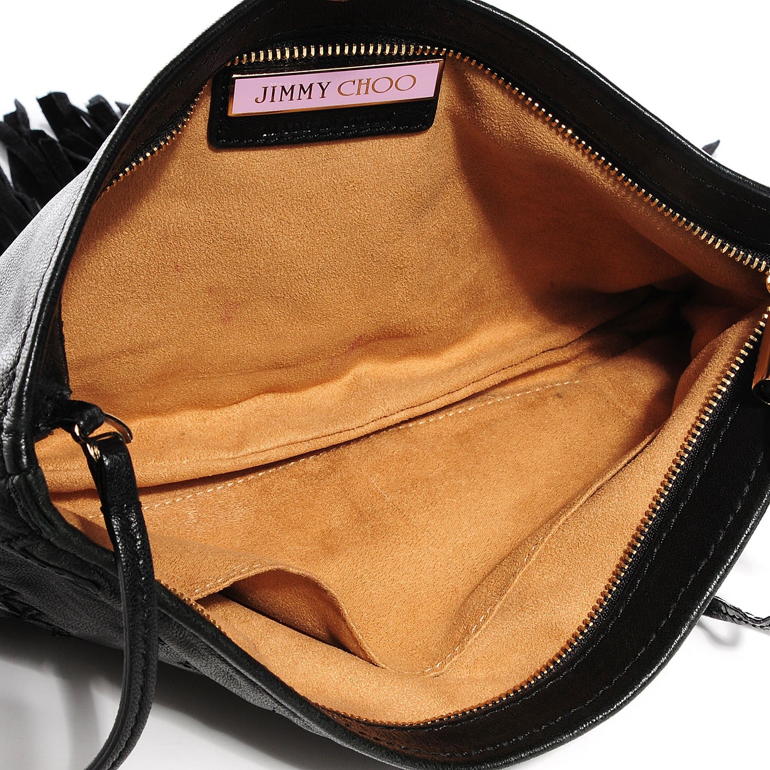 Jimmy Choo Leather Snakeskin Suede Fringe Tita Convertible Clutch Black 5 of 8