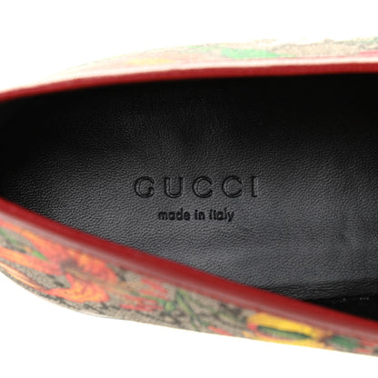 Gucci Canvas GG Monogram Flora Horsebit Womens Jordaan Loafers 41 Beige Ebony Multicolor Red 6 of 8