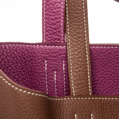 Hermes Taurillon Clemence Double Sens 45 Reversible Tote Marron Tosca 6 of 7
