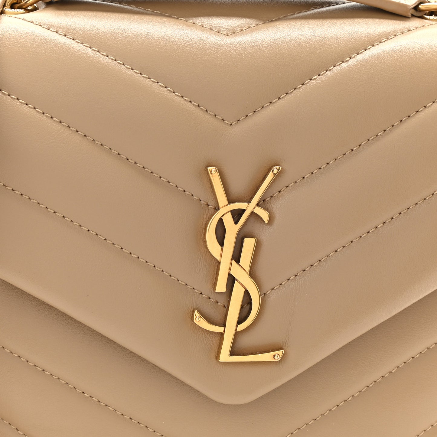 Calfskin Y Quilted Monogram Small Loulou Chain Satchel Dark Beige