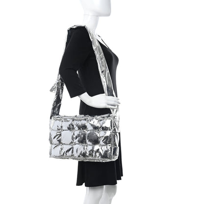 Bottega Veneta Metallic Calfskin Maxi Intrecciato Padded Cassette Crossbody Bag Silver 3 of 9