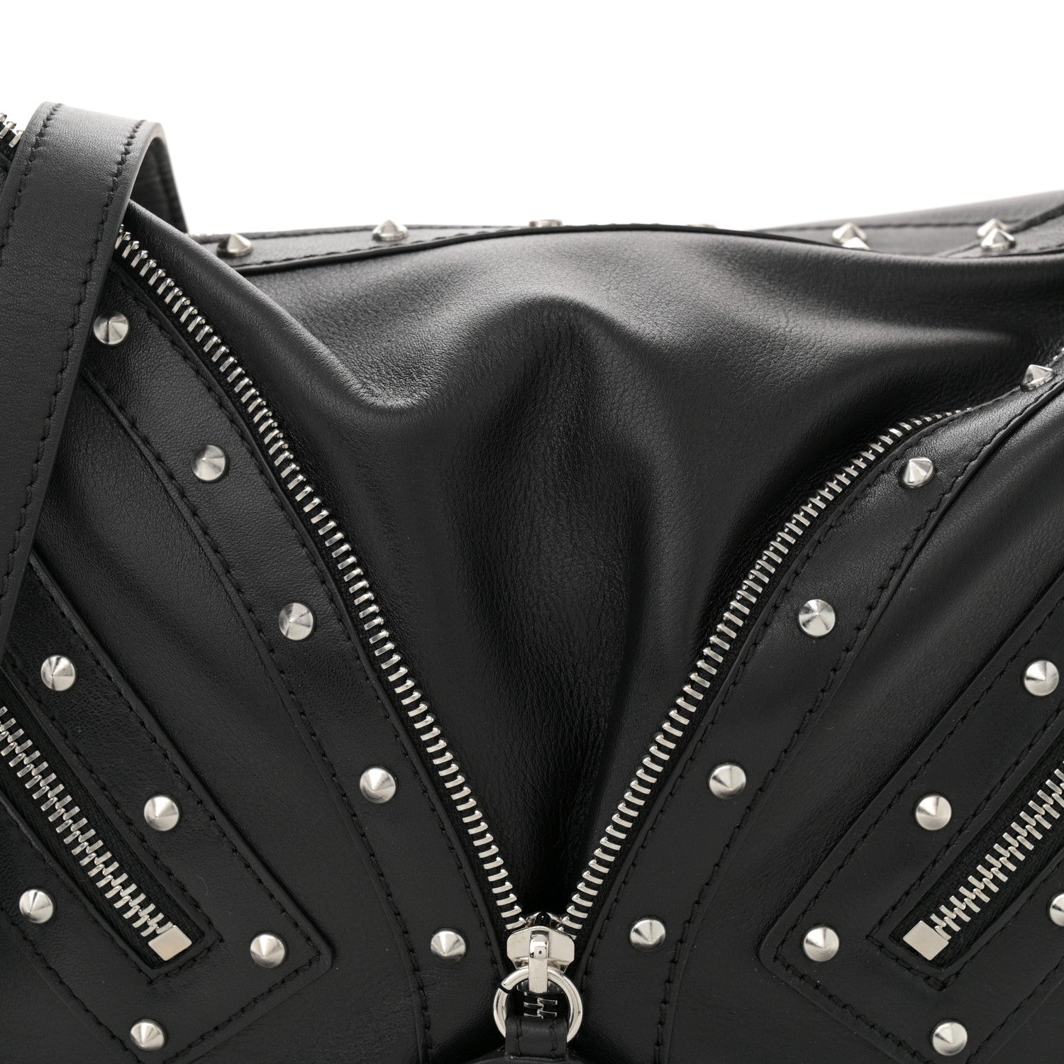 Versace Calfskin Studded Medium Repeat Zip Hobo Black 8 of 11