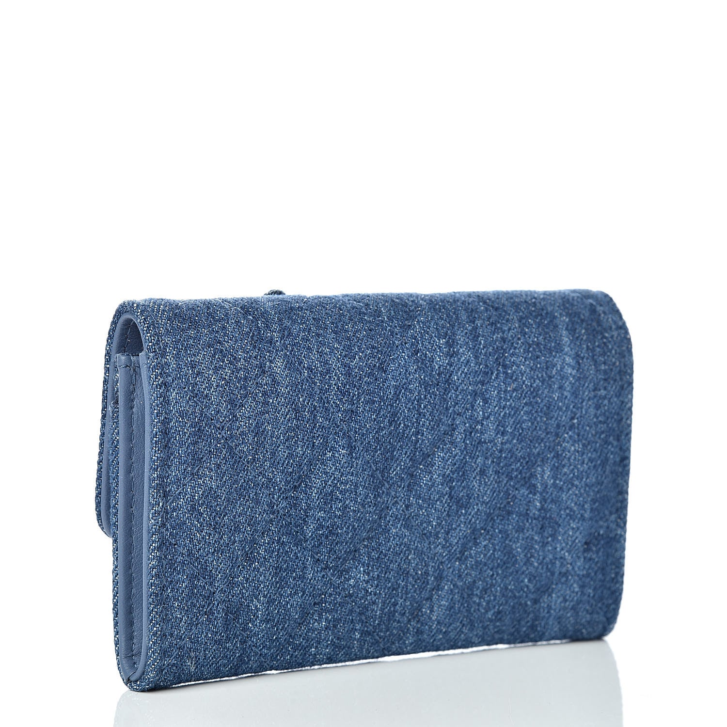 Chanel Denim Camelia Charms Card Holder Blue 3 of 8