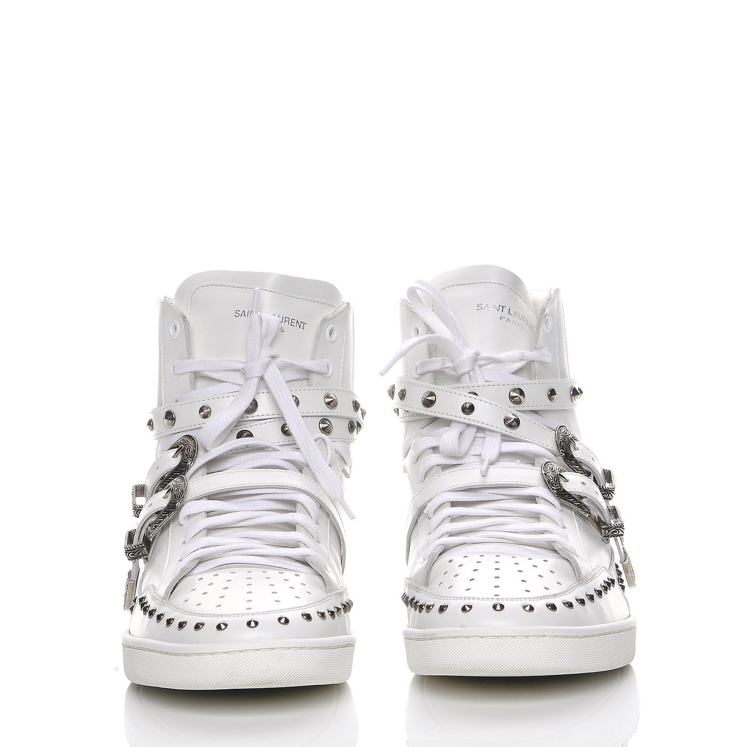 Saint Laurent Calfskin Wolly Spike SL/08H High Top Sneakers 47.5 White 8 of 15