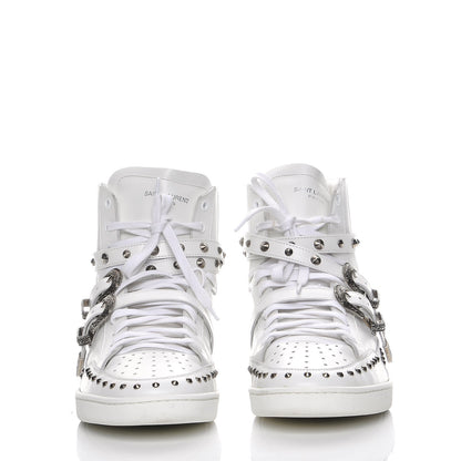 Saint Laurent Calfskin Wolly Spike SL/08H High Top Sneakers 47.5 White 8 of 15