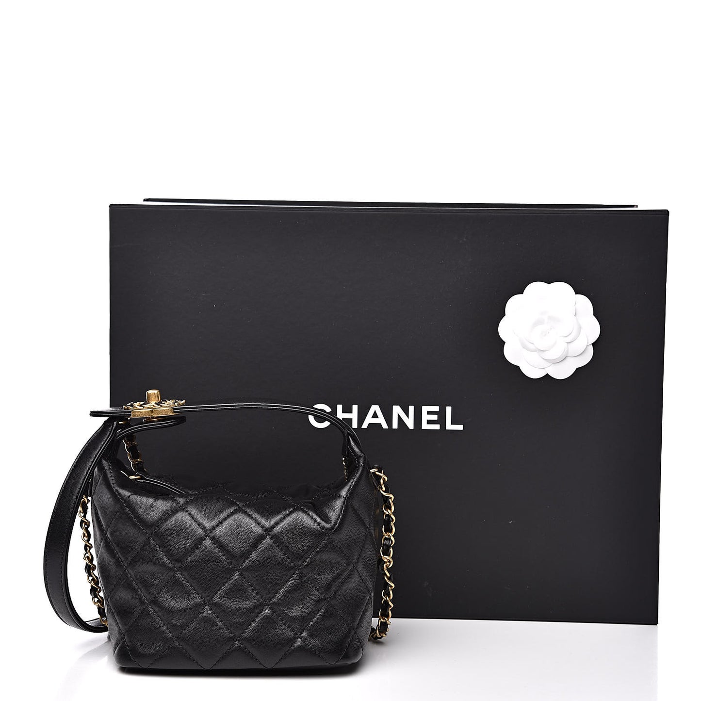 Lambskin Quilted Small Perfect Meeting Hobo Black