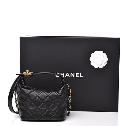 Chanel Lambskin Quilted Small Perfect Meeting Hobo Black 11 of 11