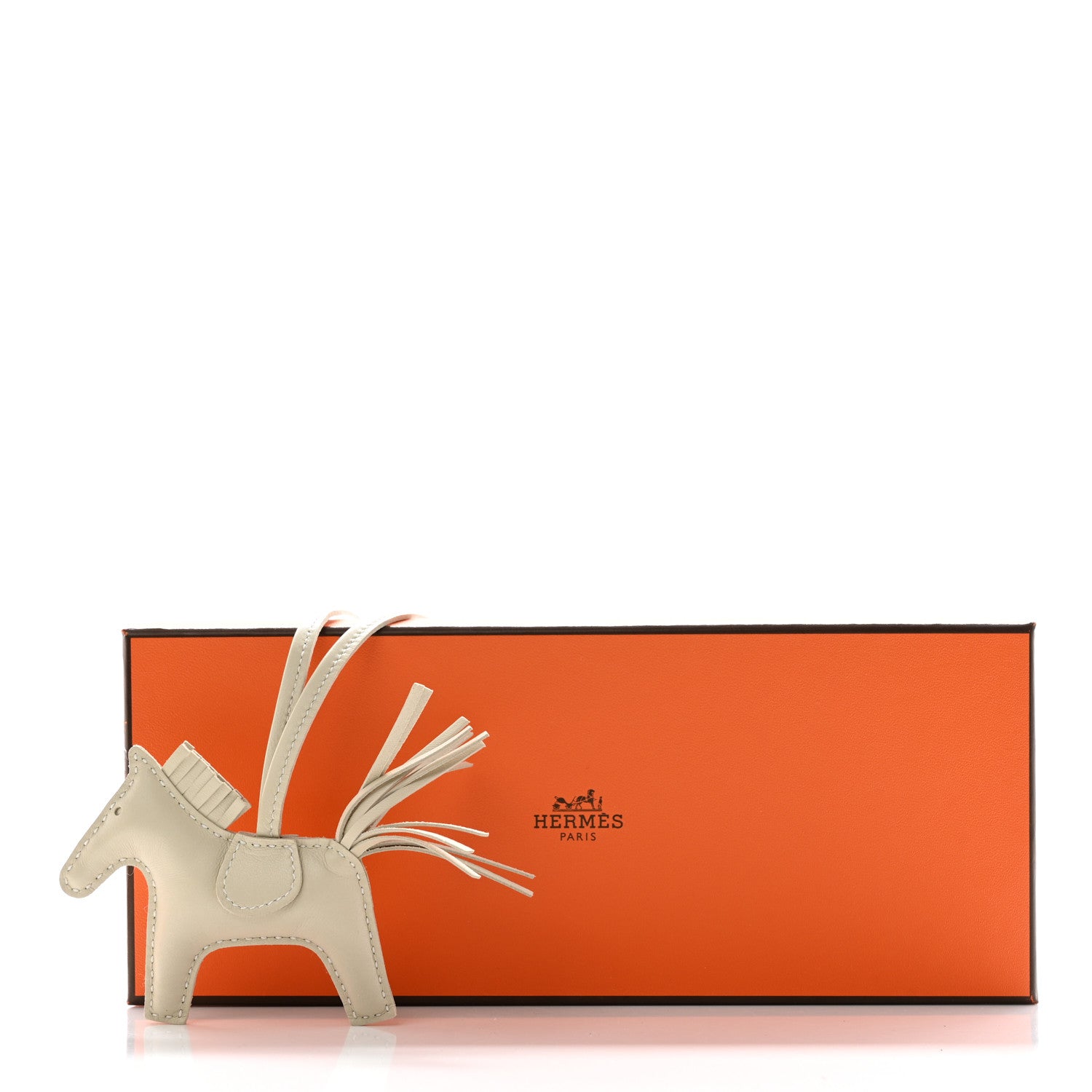 Hermes Lambskin Rodeo Horse Bag Charm PM Craie 4 of 4