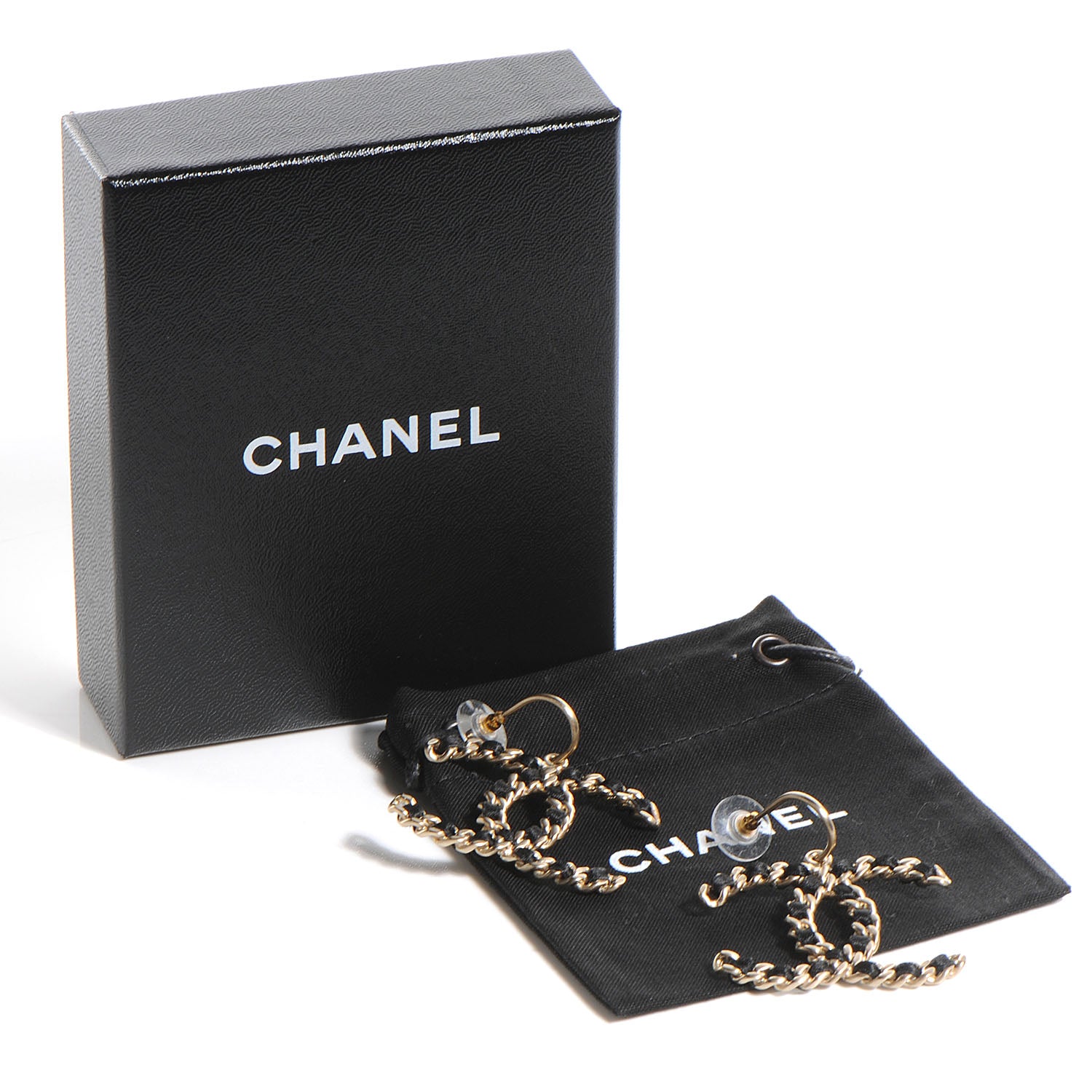 Chanel Satin CC Chain Earrings Light Gold 5 of 5