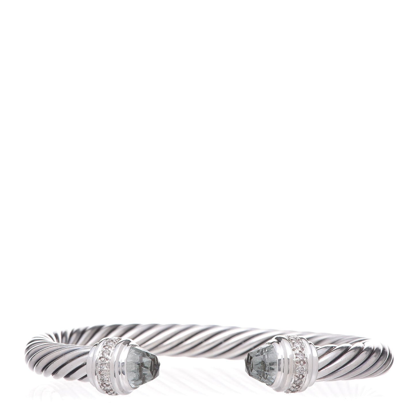 Sterling Silver Diamond Prasiolite 7mm Cable Classics Bracelet