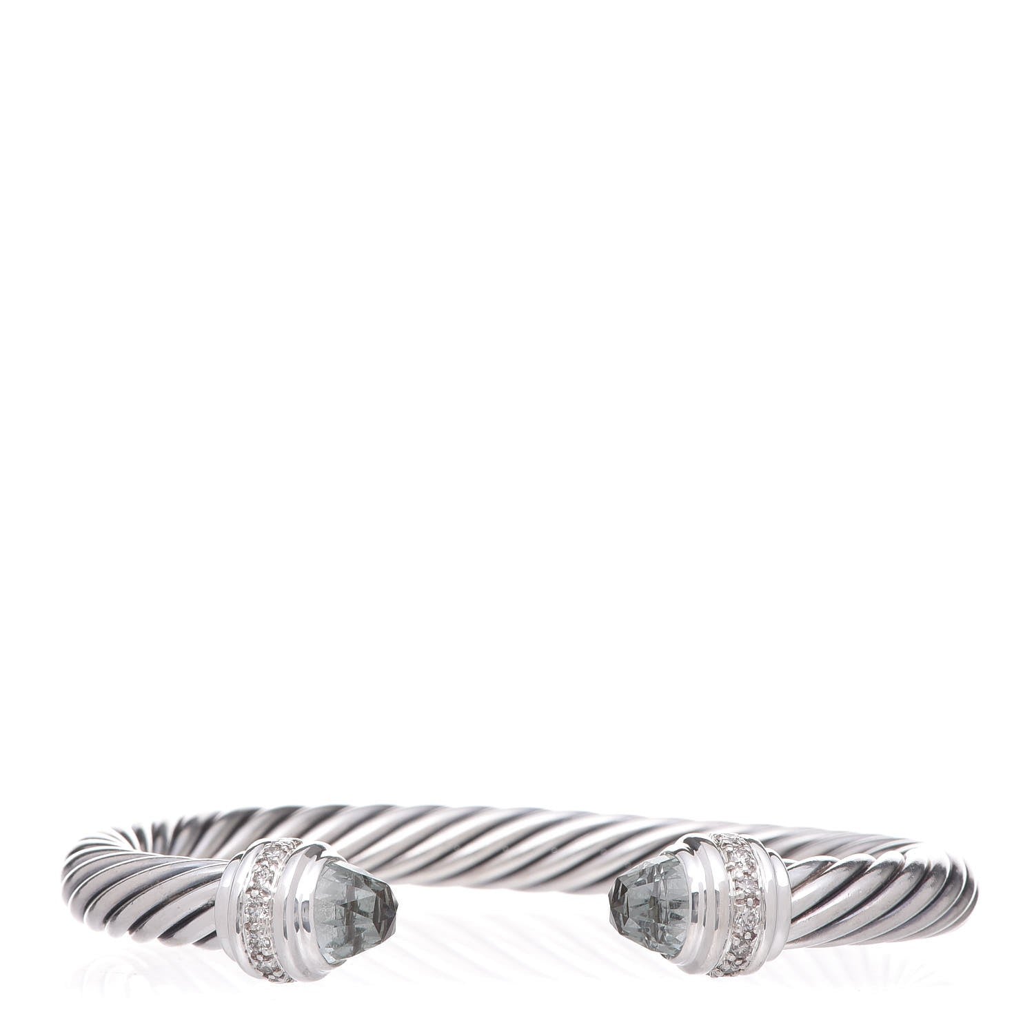 David Yurman Sterling Silver Diamond Prasiolite 7mm Cable Classics Bracelet 1 of 8