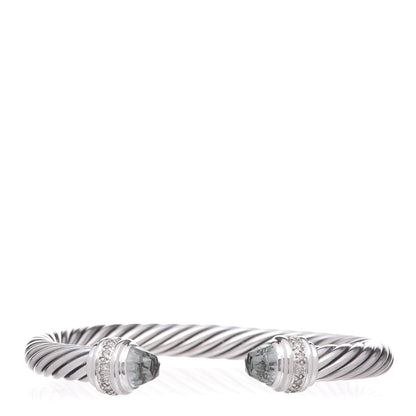 David Yurman Sterling Silver Diamond Prasiolite 7mm Cable Classics Bracelet 1 of 8