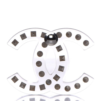 Chanel Resin Crystal Large CC Brooch Transparent Silver 3 of 5