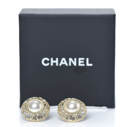 Chanel Pearl CC Round Rope Logo Earrings Gold 5 of 5
