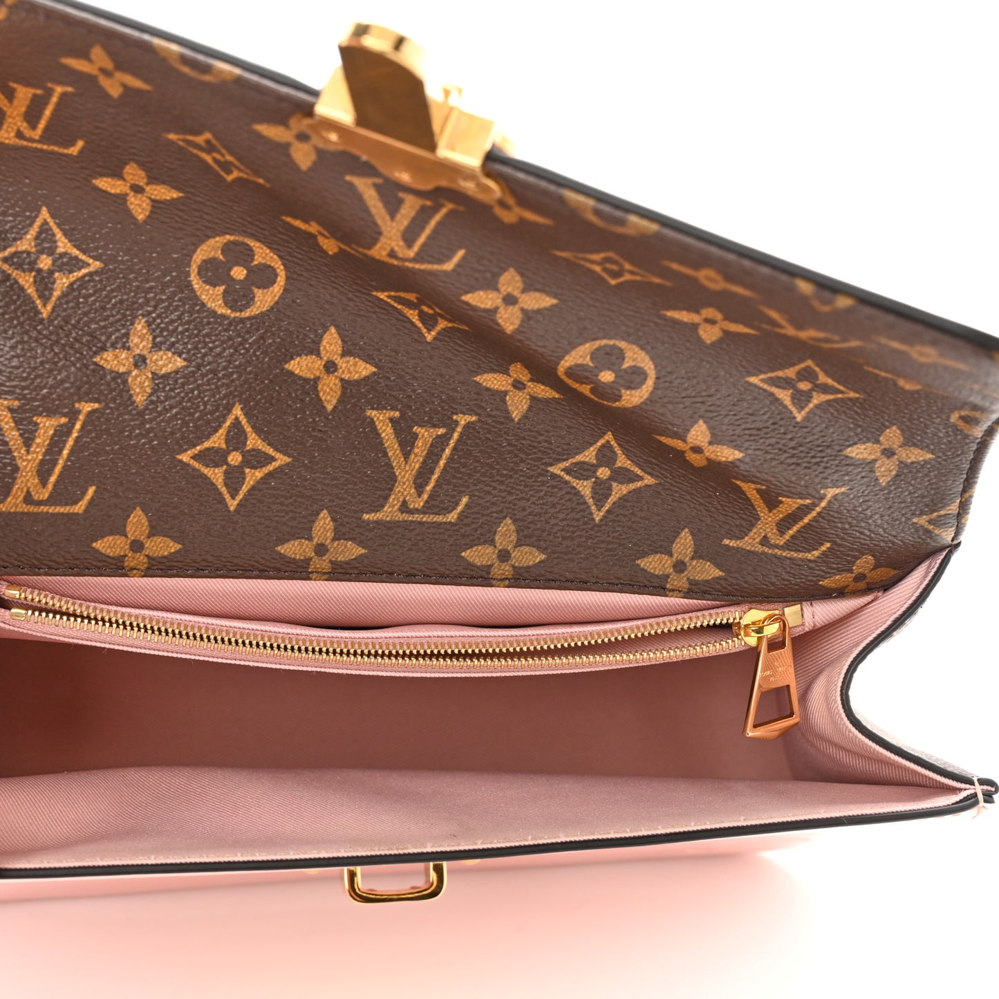Patent Calfskin Monogram Cherrywood PM Rose Ballerine