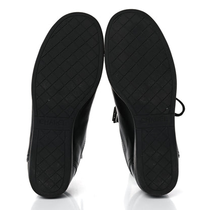 Chanel Lambskin Patent Cap Toe CC Sneakers 37.5 Black 5 of 15