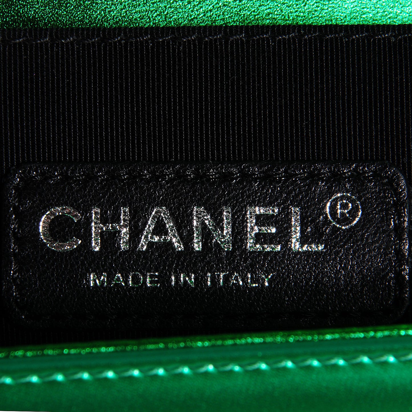 Metallic Patent Calfskin Medium Boy Flap Green