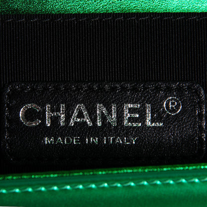 Chanel Metallic Patent Calfskin Medium Boy Flap Green 6 of 9