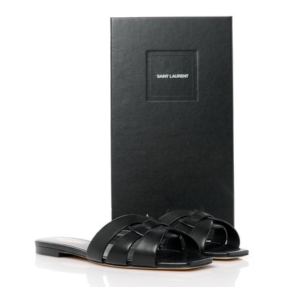 Saint Laurent Calfskin Tribute 05 Slide Sandals 36 Black 9 of 9