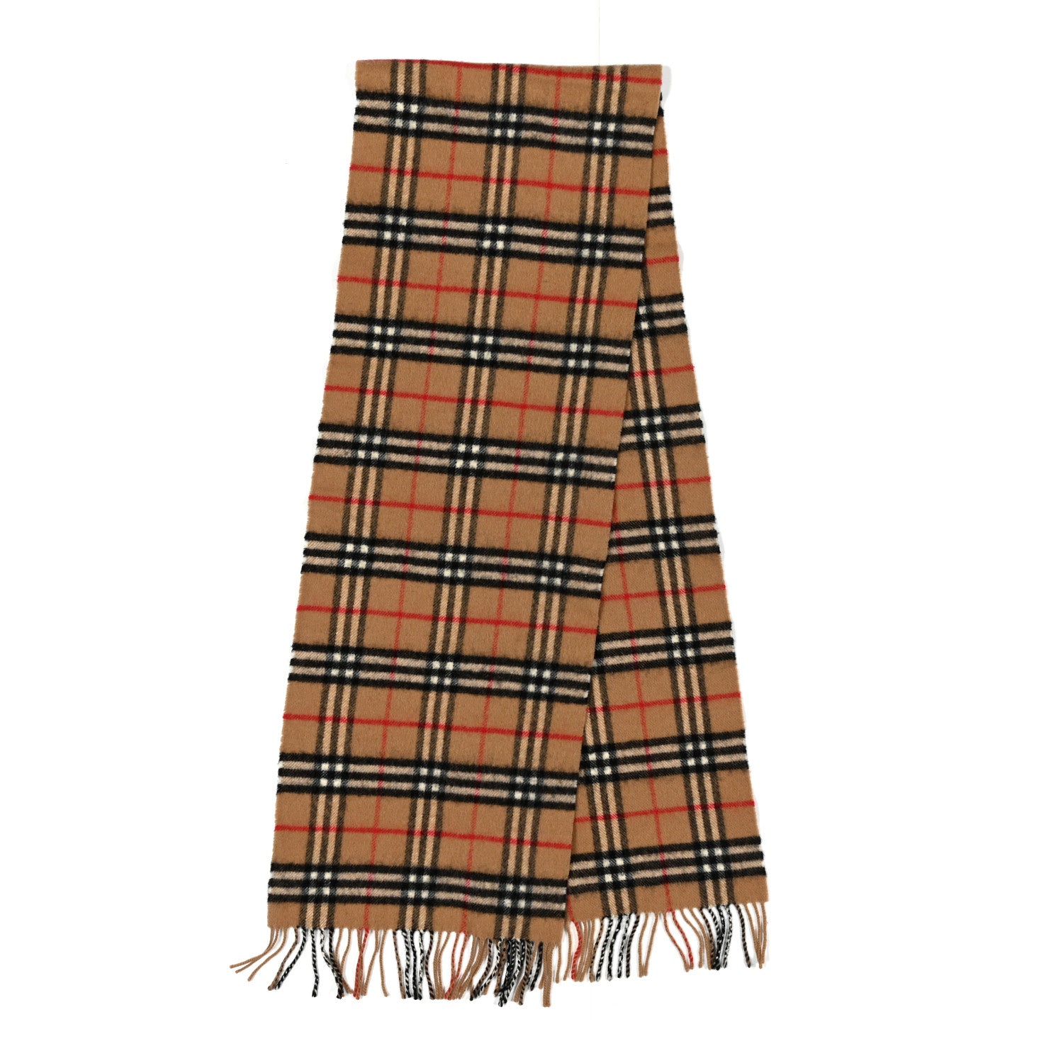 Burberry Lambswool Check Fringe Scarf Camel 3 of 6