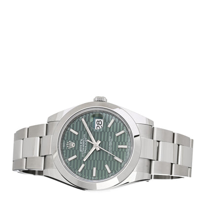 Rolex Stainless Steel 41mm Oyster Perpetual Datejust Watch Mint Green Fluted 2 of 5