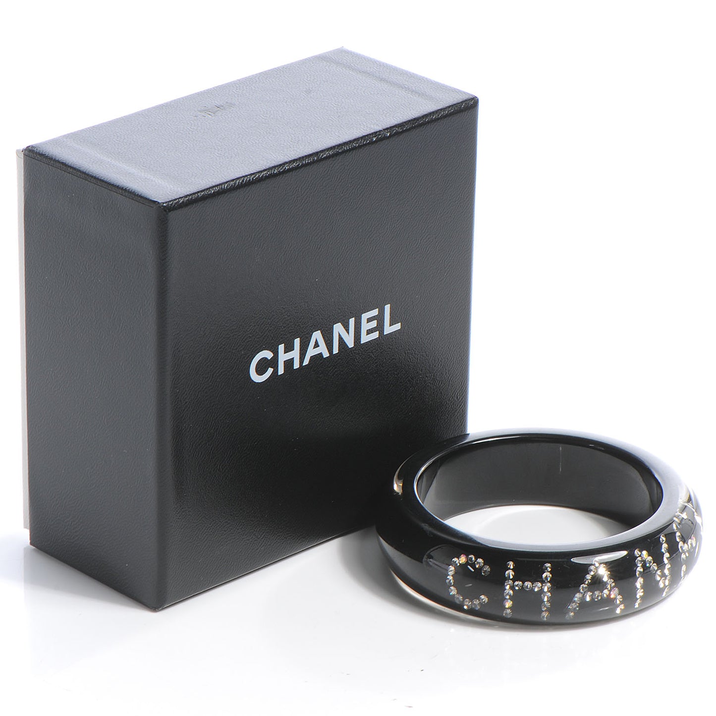 Resin Crystal CC Logo Bracelet Black