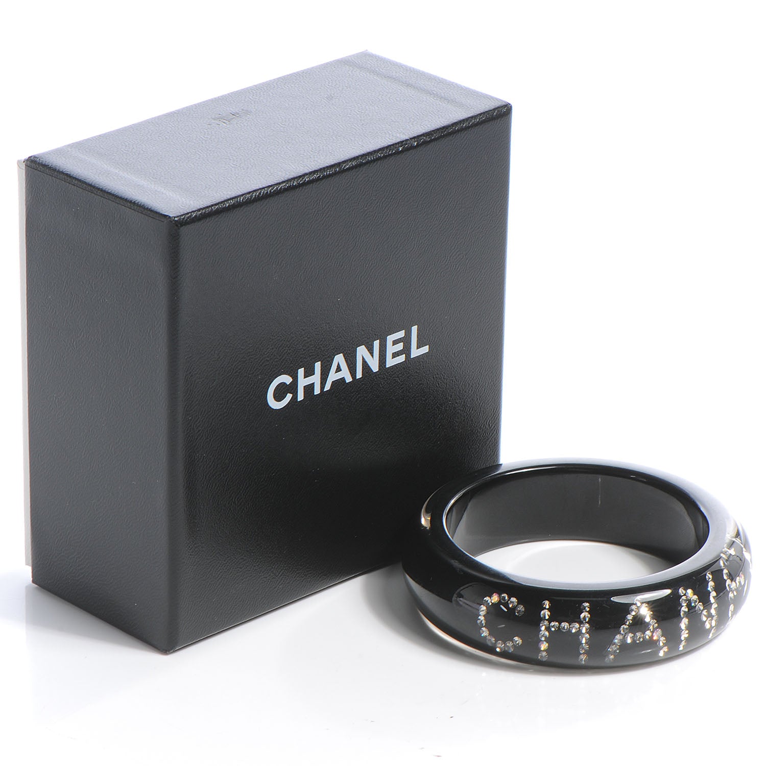Chanel Resin Crystal CC Logo Bracelet Black 4 of 4