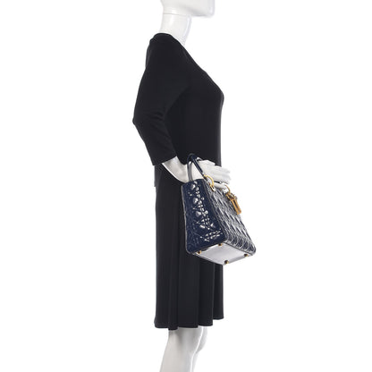 Christian Dior Patent Cannage Medium Lady Dior Navy Blue 2 of 11