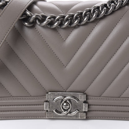 Chanel Lambskin Chevron Quilted Medium Boy Flap Grey 10 of 11