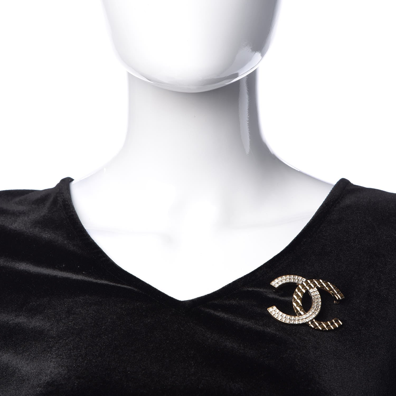 Chanel Baguette Crystal Quilted CC Brooch Gold 2 of 6
