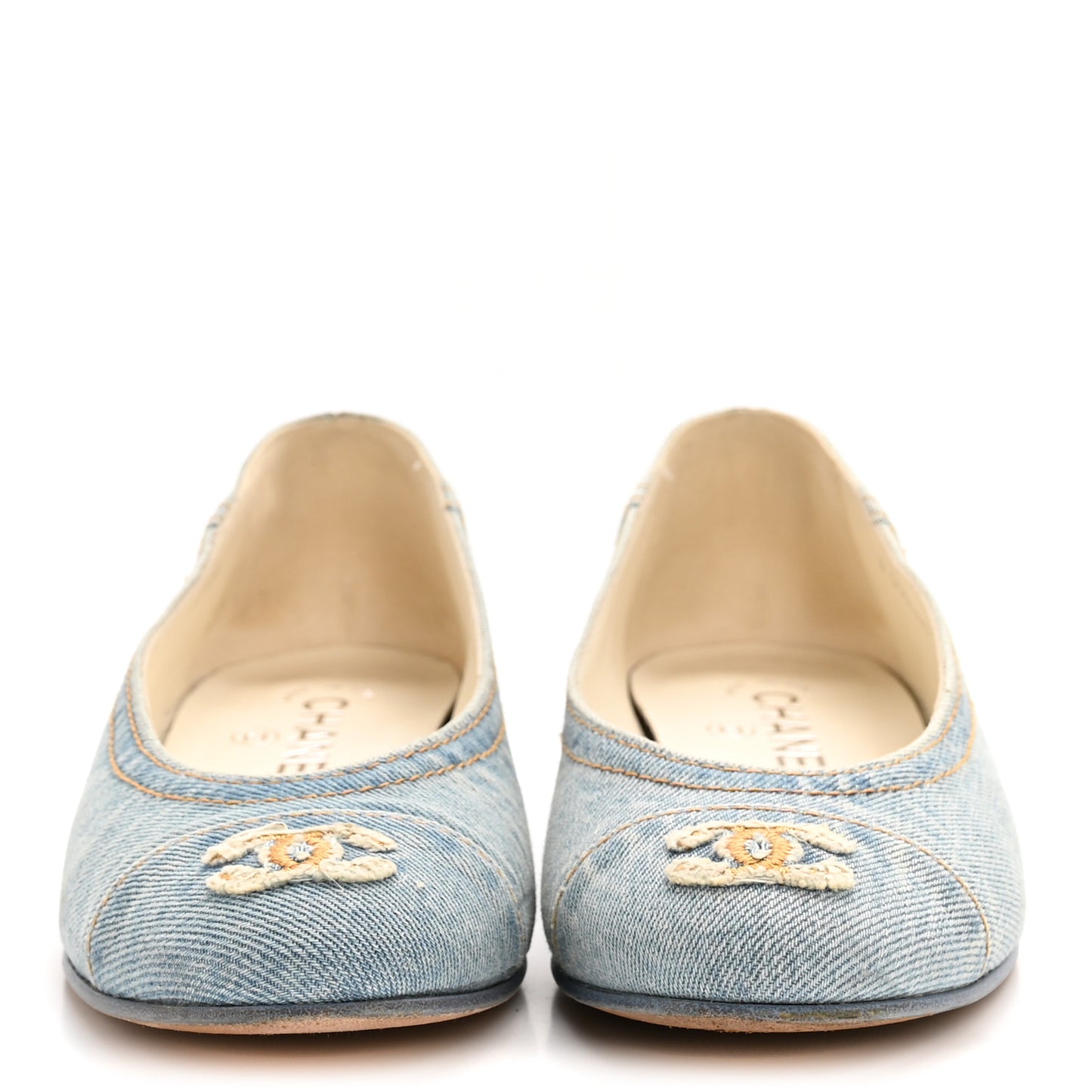 Denim CC Cap Toe Ballerina Flats 37.5 Light Blue