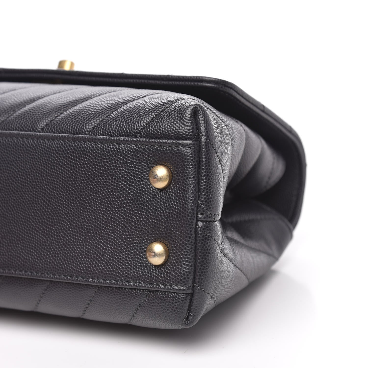 Chanel Caviar Chevron Quilted Mini Coco Handle Flap Dark Grey 9 of 12