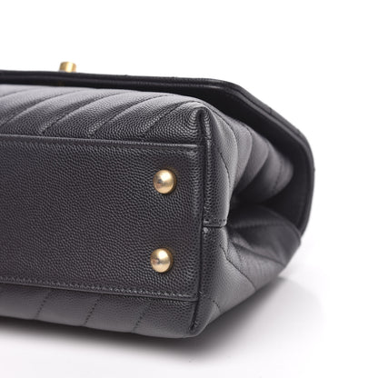 Chanel Caviar Chevron Quilted Mini Coco Handle Flap Dark Grey 9 of 12