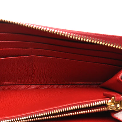 Prada Saffiano Fiocco Bow Zip Around Wallet Fuoco 6 of 8