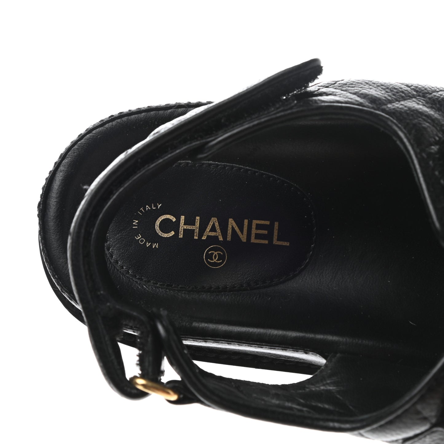 Grained Calfskin Velcro Dad Sandals 38 Black