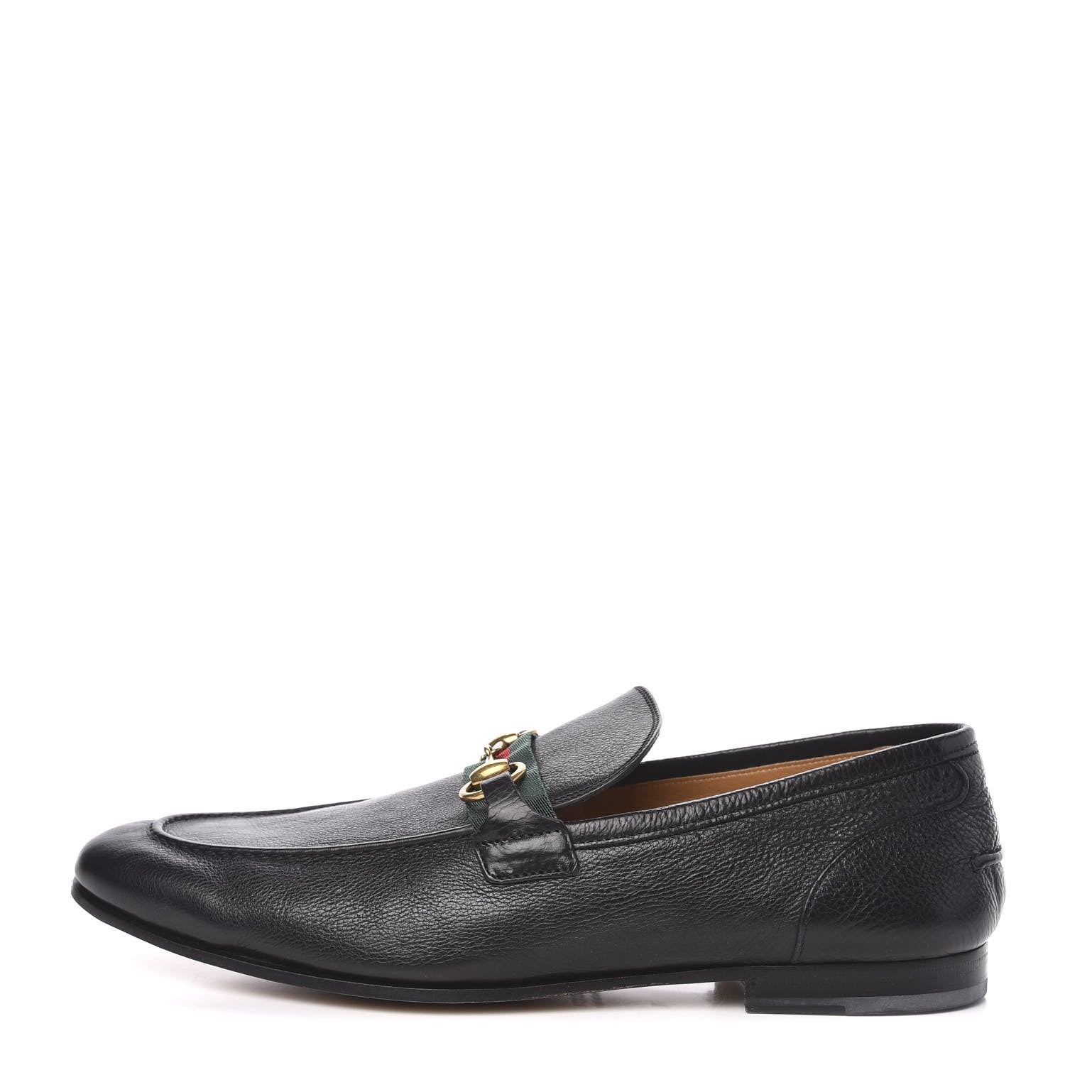 Gucci Calfskin Web Mens Horsebit Loafers 9 Black 1 of 9