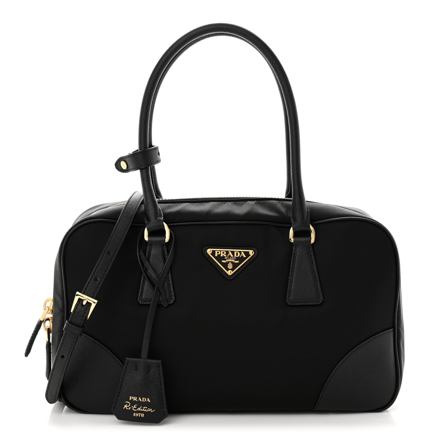 Prada Re-Nylon Saffiano Medium Re-Edition 1978 Two Handle Bag Black 1 of 10