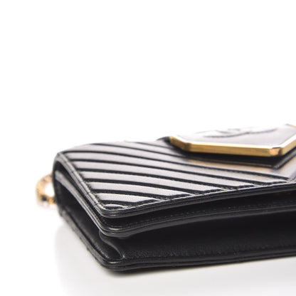 Chanel Shiny Sheepskin Chevron Quilted Collar and Tie Mini Flap Black 8 of 11