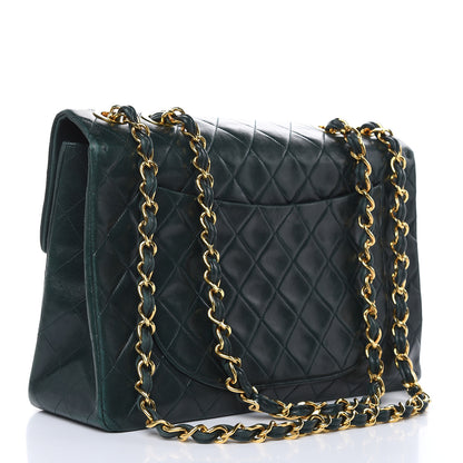 Chanel Lambskin Quilted XL Jumbo Single Flap Green 3 of 18