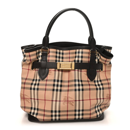 Burberry Haymarket Check Medium Golderton Tote Chocolate 1 of 10